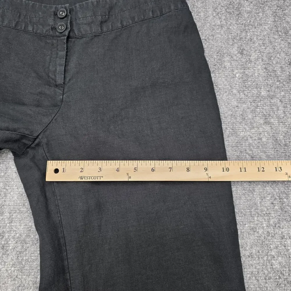 J Jill Pants Womens Petite 10 Black Linen Wide Leg Dress Trousers Casual Summer - Picture 7 of 16